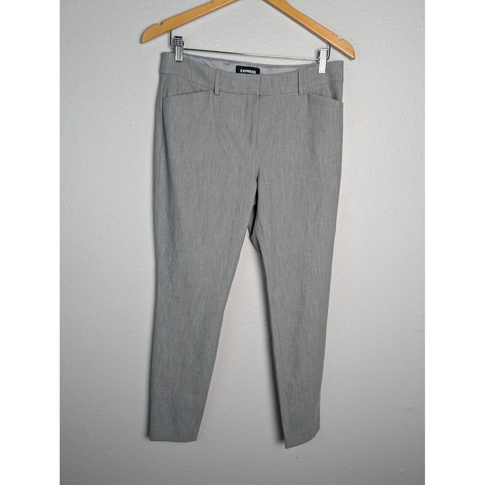 Express Pants Womens 8 Gray Slim Twill Polyester Blend Pockets Zip Flat Front